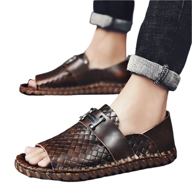 TEEK - Mens Leather Fisherman Slippers SHOES theteekdotcom   