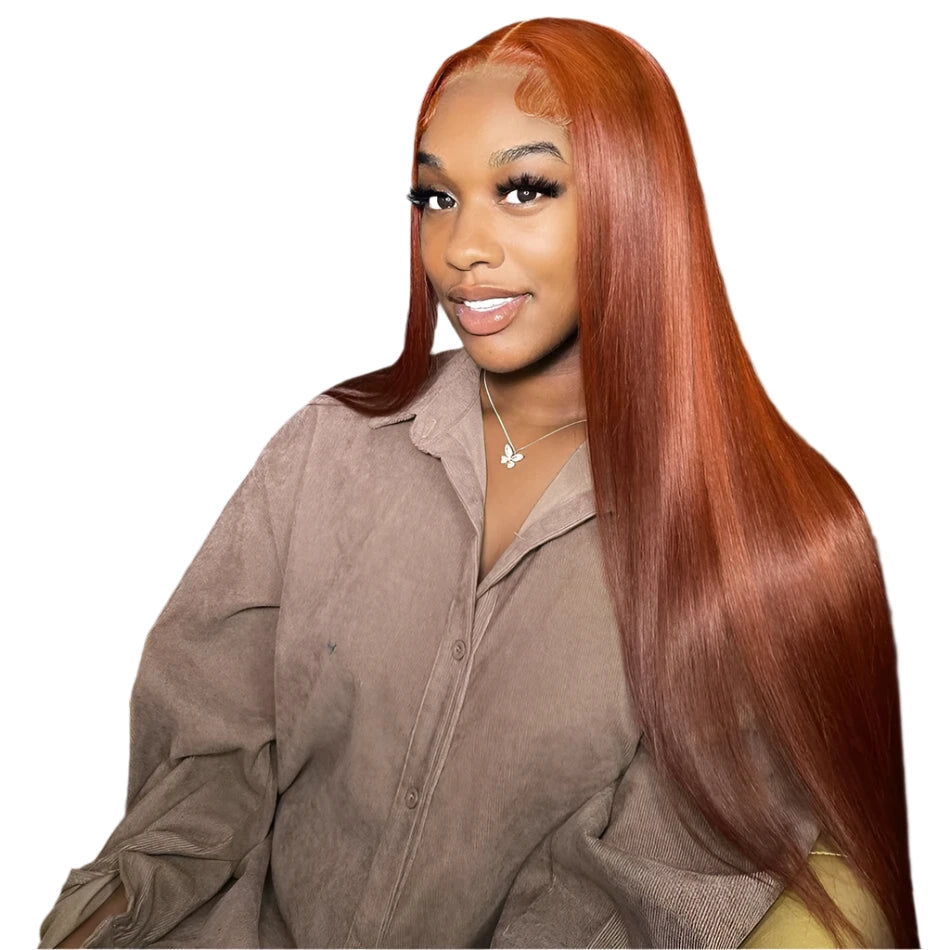 TEEK - Ginger Orange Straight Human Hair Wig HAIR TEEK H