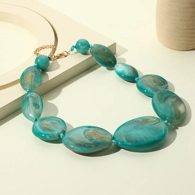 TEEK - Colorful Big Resin Stone Necklaces JEWELRY theteekdotcom KN297-6  
