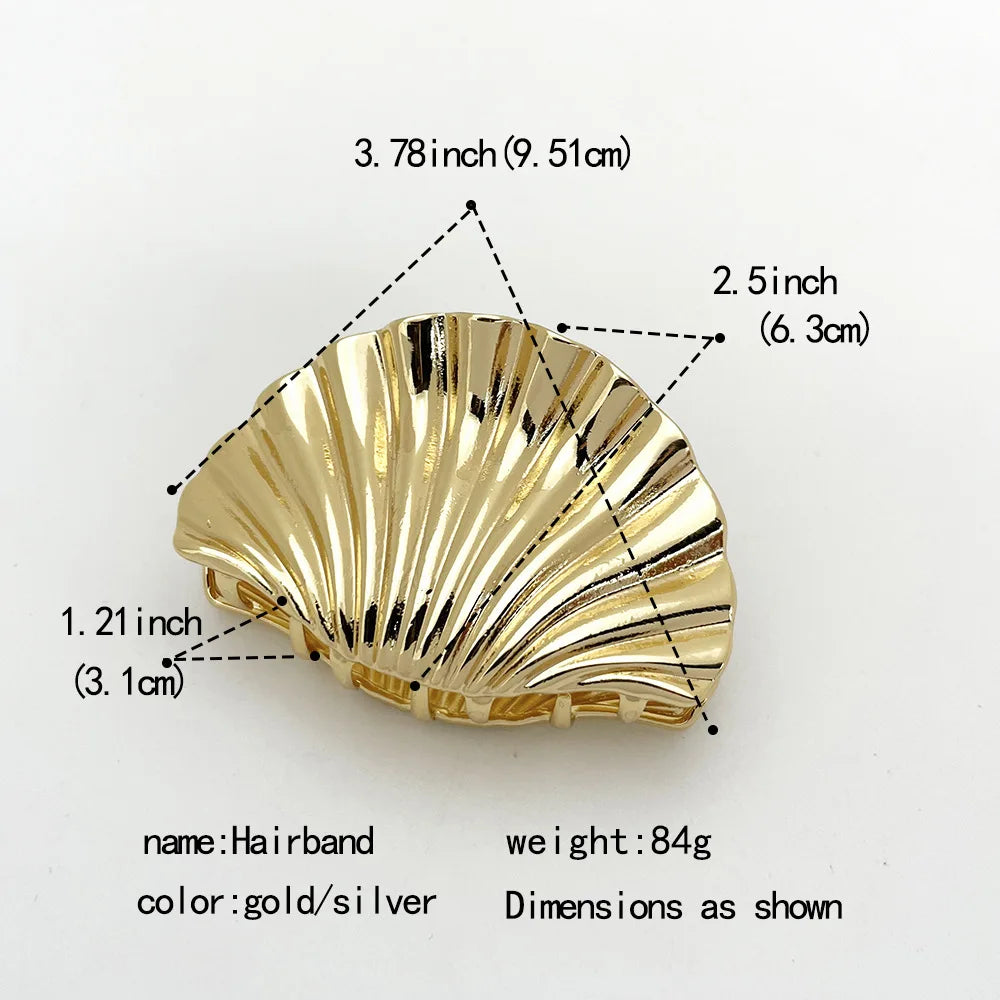 TEEK - Metal Shell Shape Hair Claw Clip HAIR CARE theteekdotcom Large Gold  