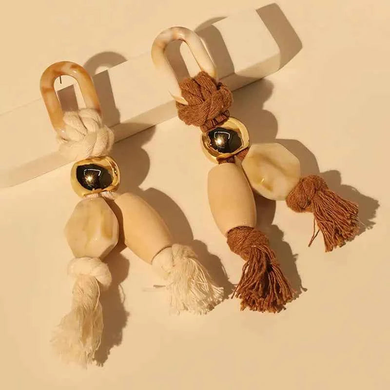 TEEK - White Light Yellow Gold Long Beads &Ropes Earrings JEWELRY theteekdotcom