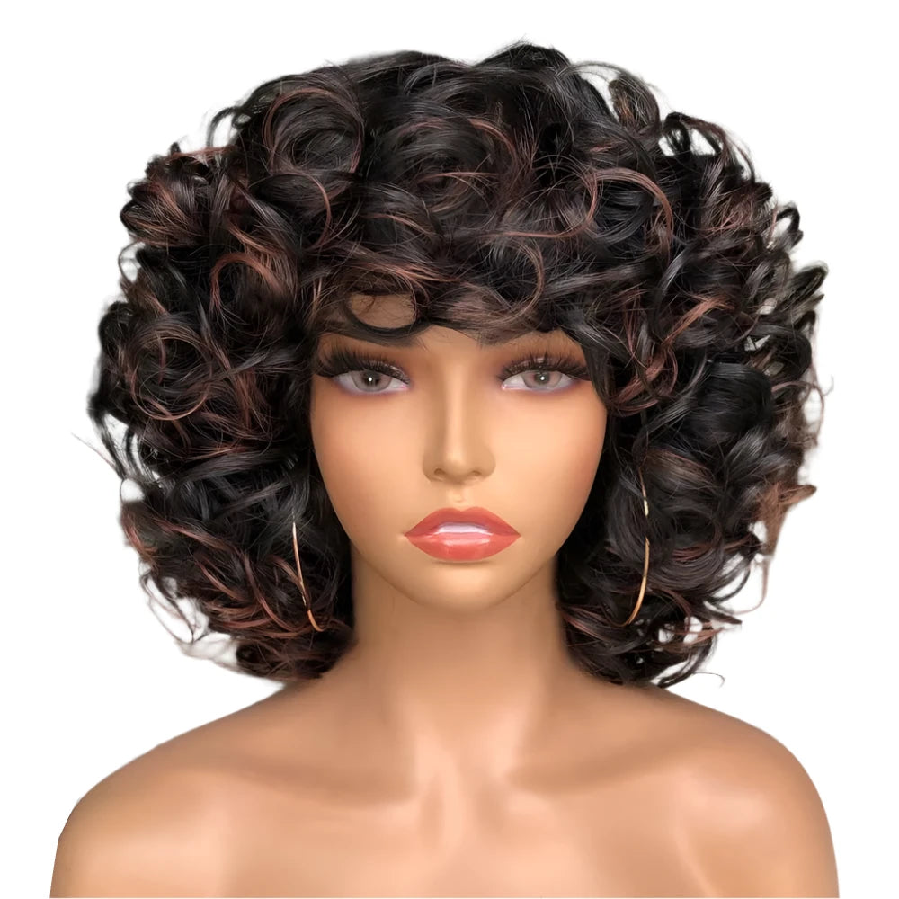 TEEK - Fluffy Short Hair Afro Bangs CurlyWig HAIR theteekdotcom 2-30 14inches 