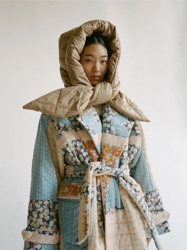 TEEK - Printed Floral Cotton Coat With Belt COAT theteekdotcom   