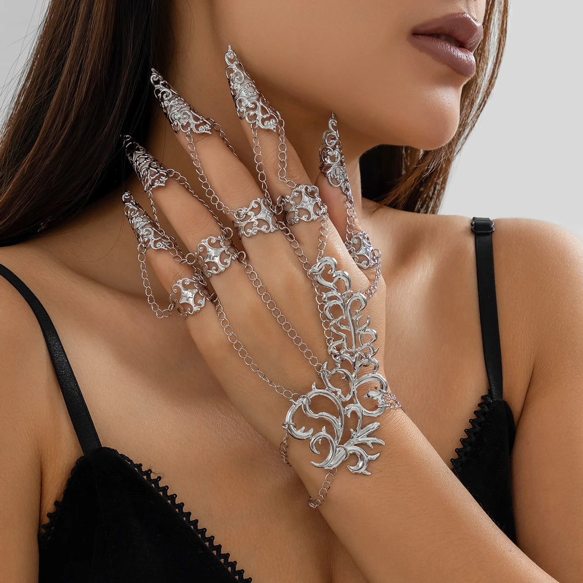 TEEK - Exaggerated Thai Lace Chain Hand Jewelry JEWELRY theteekdotcom Silver  