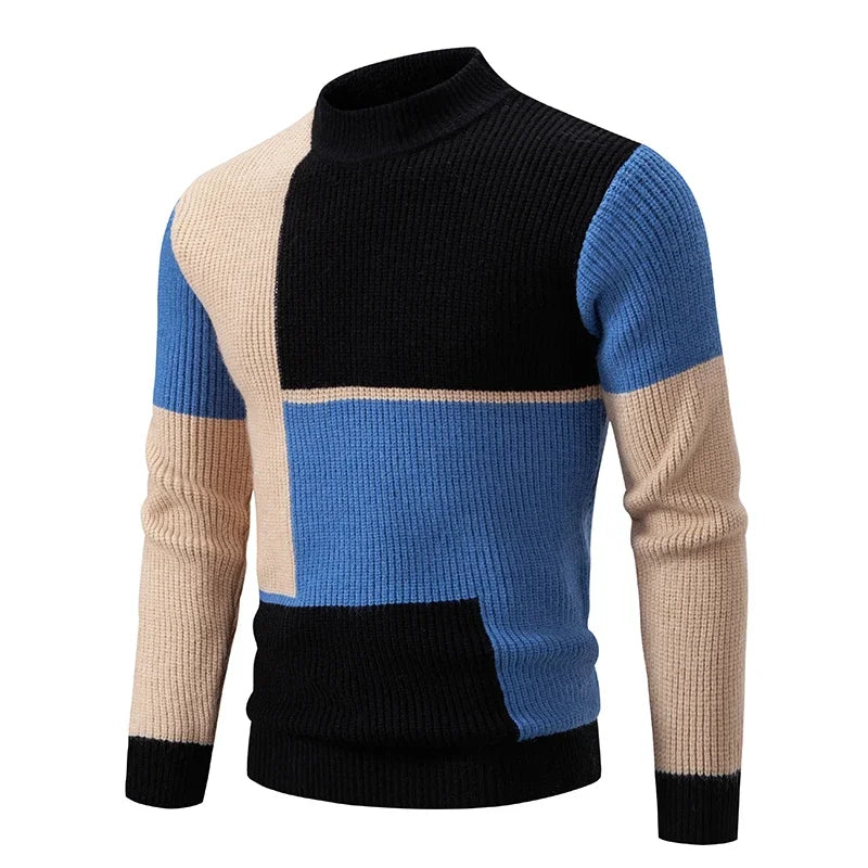 TEEK - Mens Neck Knit Pullover Sweater TOPS theteekdotcom M194 black and blue TAG M / US S 