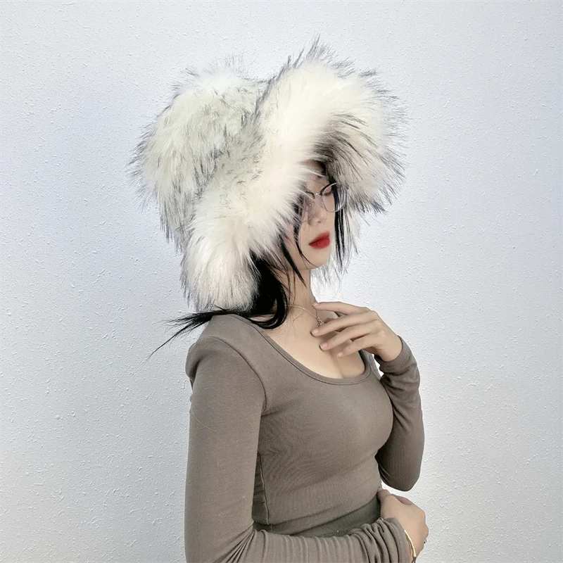 TEEK - Faux Fur Oversized Bucket Hat HAT theteekdotcom white