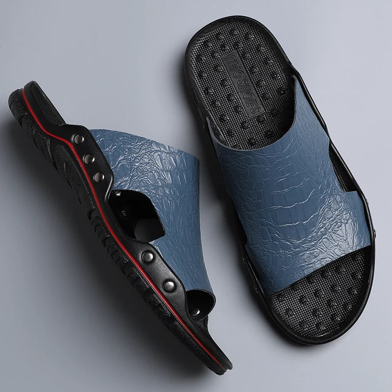 TEEK - Mens Leather Outdoor Slides SHOES theteekdotcom Blue R3900 6.5 