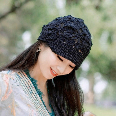 TEEK - Elegant Knitted Lace Hats HAT theteekdotcom Black hei-YXH 55-60cm head circumference 