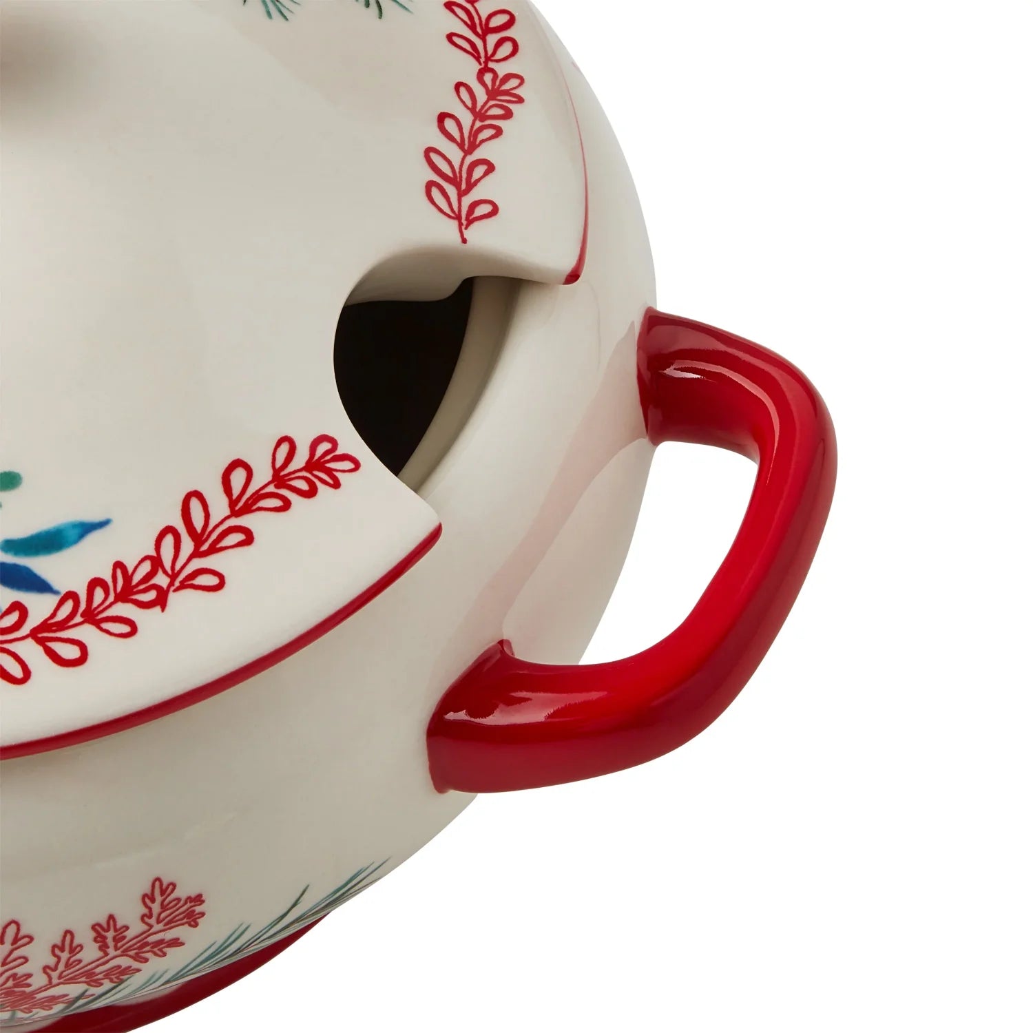 TEEK - Red Floral Ceramic Soup Tureen with Ladle Set SET theteekdotcom   