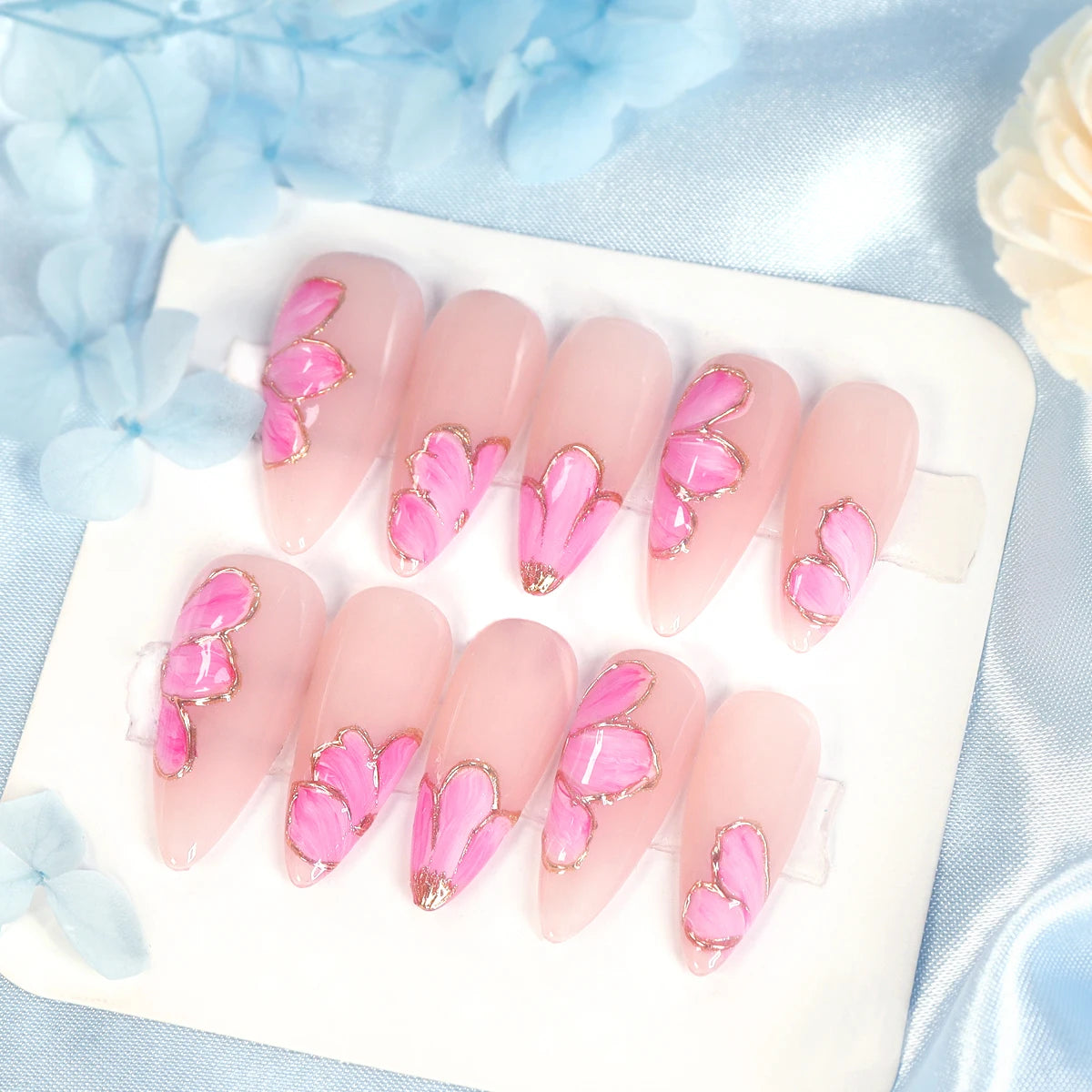 TEEK - 10pcs Pure Handmade 3D Press-On Nails NAIL ART theteekdotcom size-L 1  