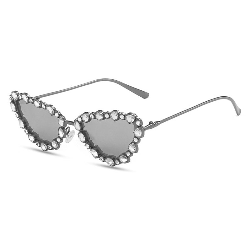 TEEK - Crystal Cat Eye Sunglasses EYEGLASSES theteekdotcom Gun silver mirror  