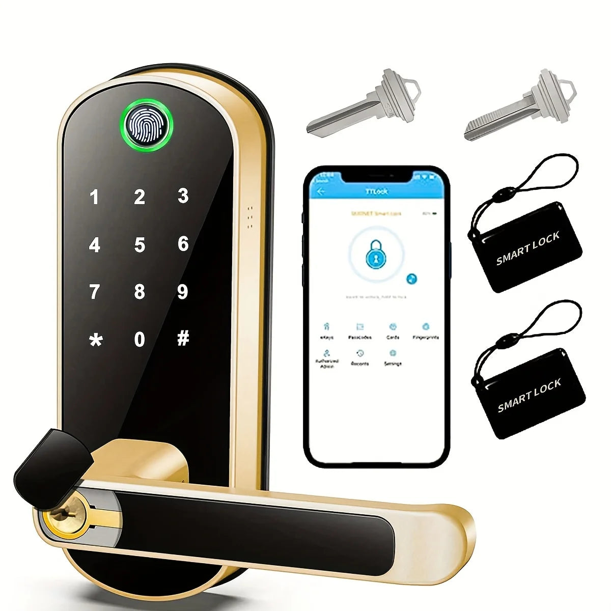 TEEK - Smart Fingerprint Door Lock HOME DECOR theteekdotcom Gold  