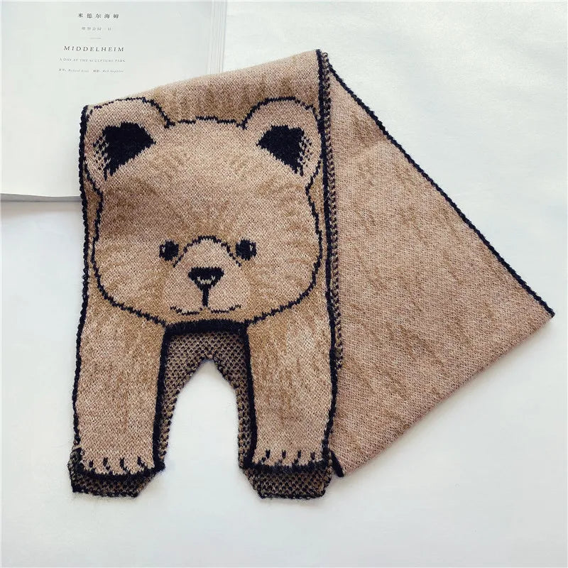 TEEK - Knitted Animals Scarf SCARF theteekdotcom khaki bear  
