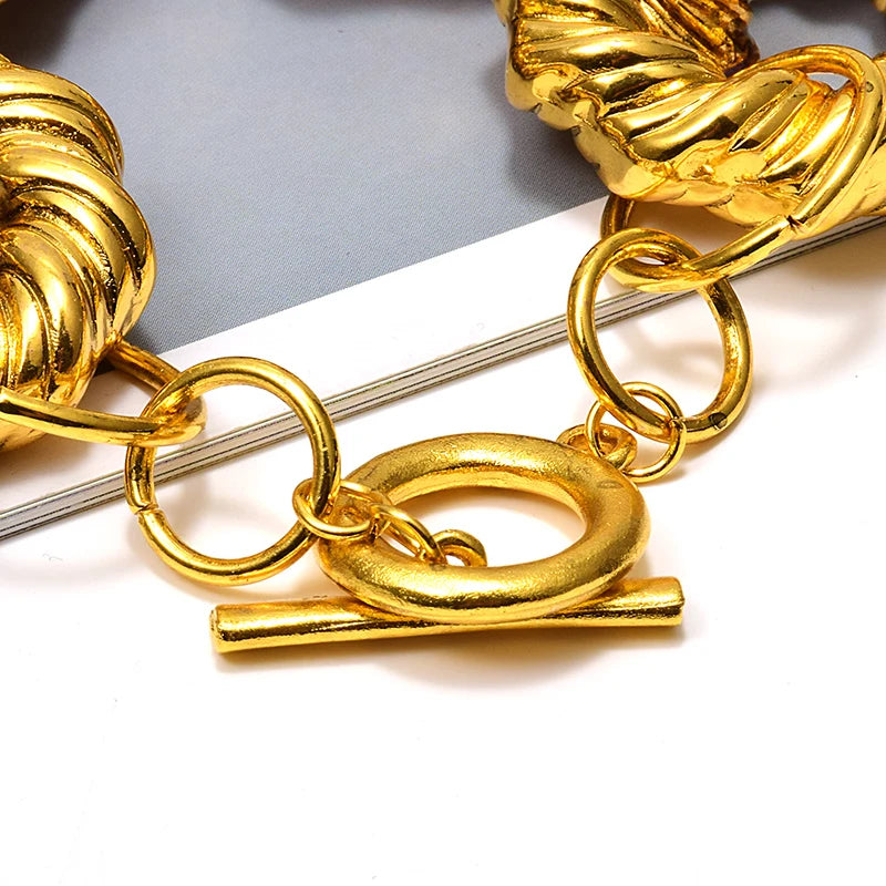 TEEK - Gold Tone Metal Hoops Bracelet JEWELRY theteekdotcom