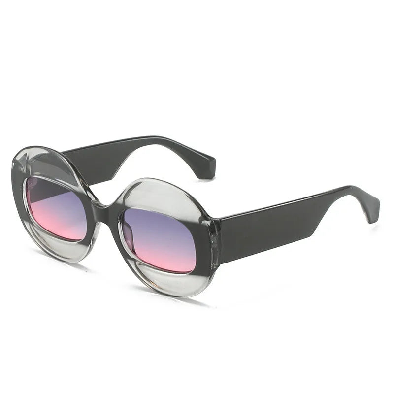 TEEK - Oval Streamline Sunglasses EYEGLASSES theteekdotcom black grey-blue pink as picture shows 