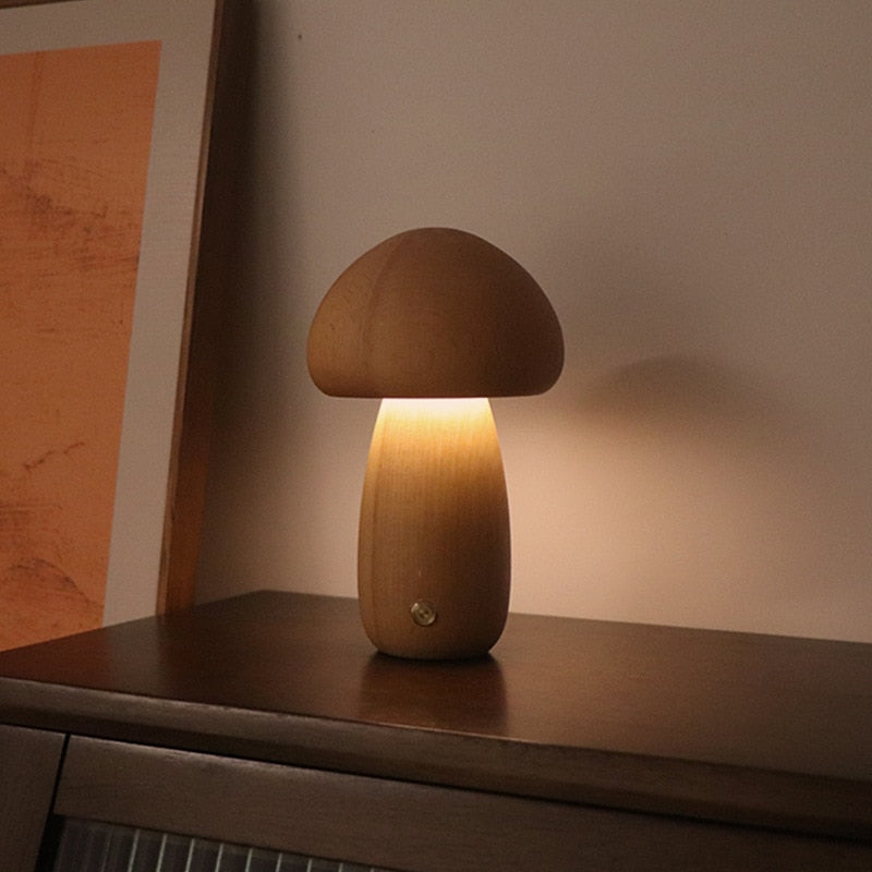 TEEK - Mushroom LED Night Lamp HOME DECOR theteekdotcom B - Ash wood  