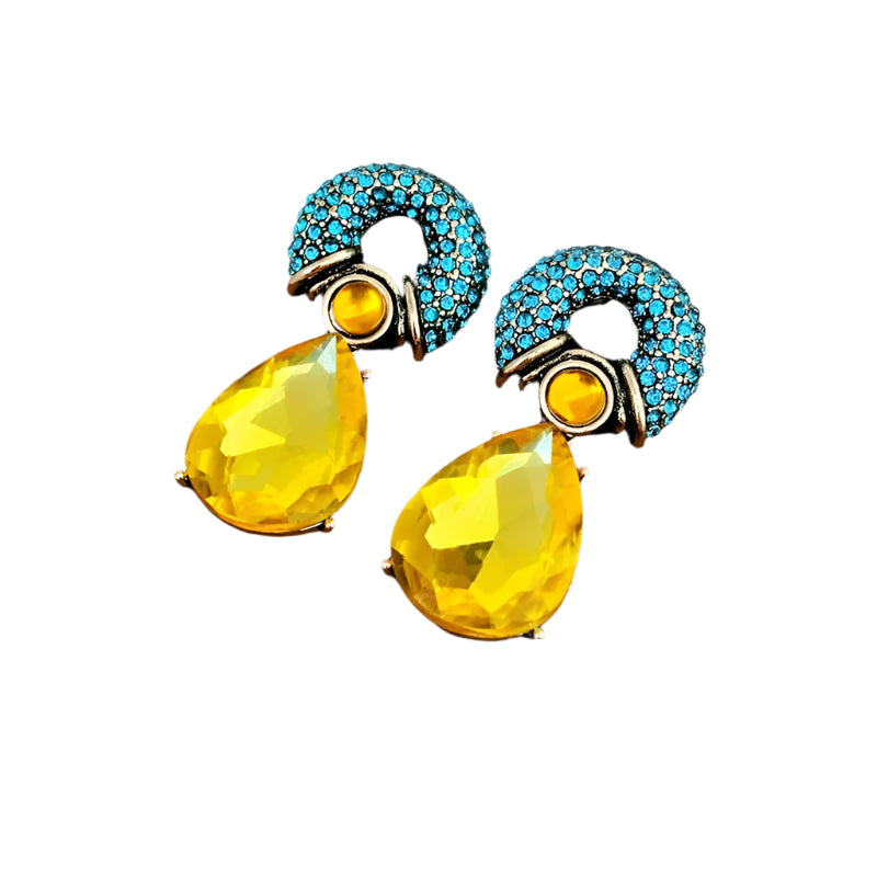 TEEK - Bejeweled Water Drop Metal Vintage Earrings JEWELRY theteekdotcom HE18221-1