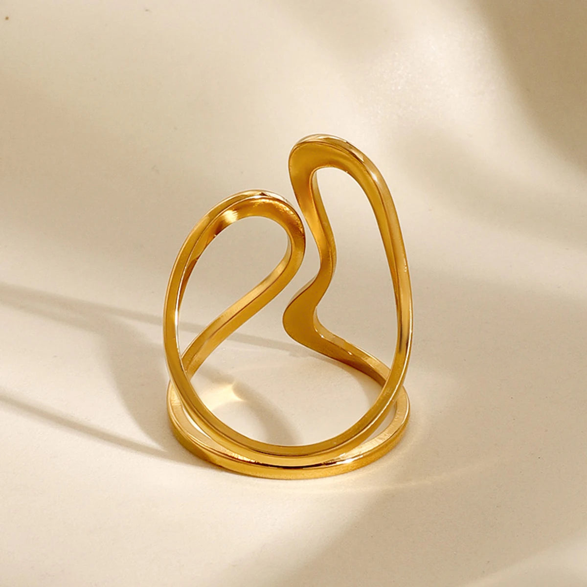 TEEK - Stainless Steel Gold Color Exaggerated Ring JEWELRY theteekdotcom