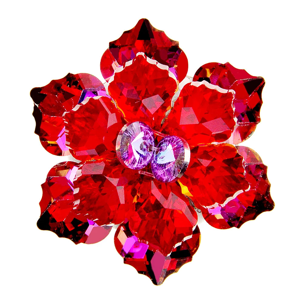 TEEK - Shining Crystal Flower Brooch JEWELRY theteekdotcom red red