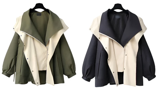 TEEK - Patchwork Korean Style Contrast Trench Jacket JACKET theteekdotcom