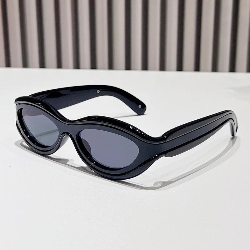 TEEK - Oval Cat Eye Dual Border Sunglasses EYEGLASSES theteekdotcom C1  