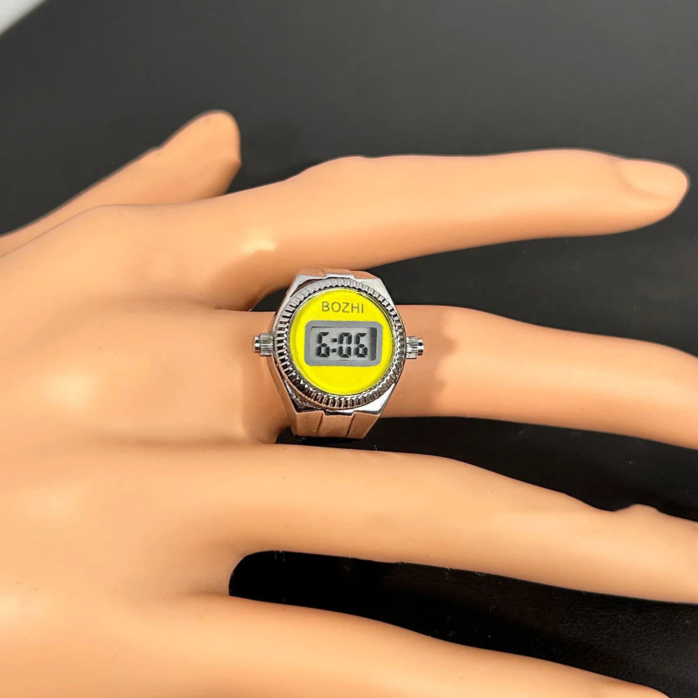 TEEK - Mini Electronic Digital Watch Finger Rings WATCH theteekdotcom silver-yellow  
