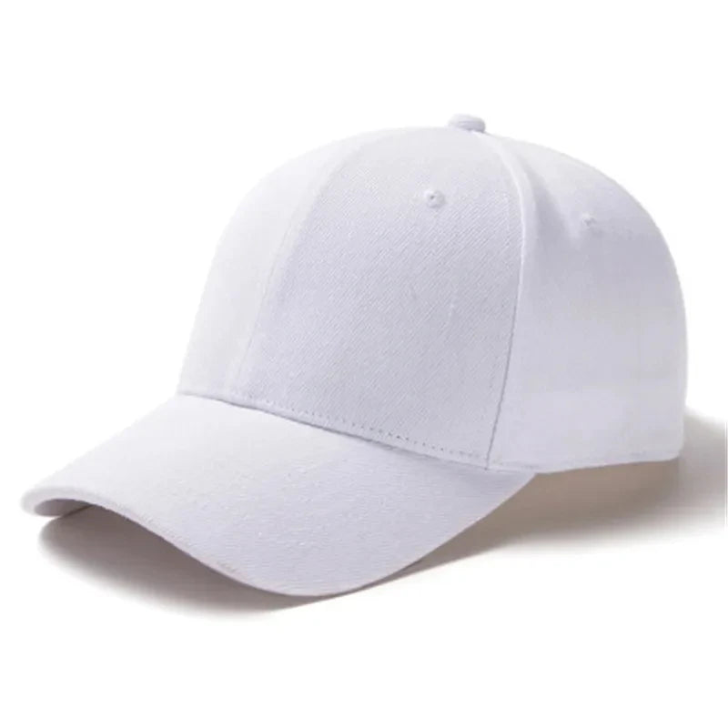 Unisex Cap Casual Plain Baseball Cap Adjustable Snapback Hats For Women Men Hip Hop Cap Street Dad Hat TEEK White