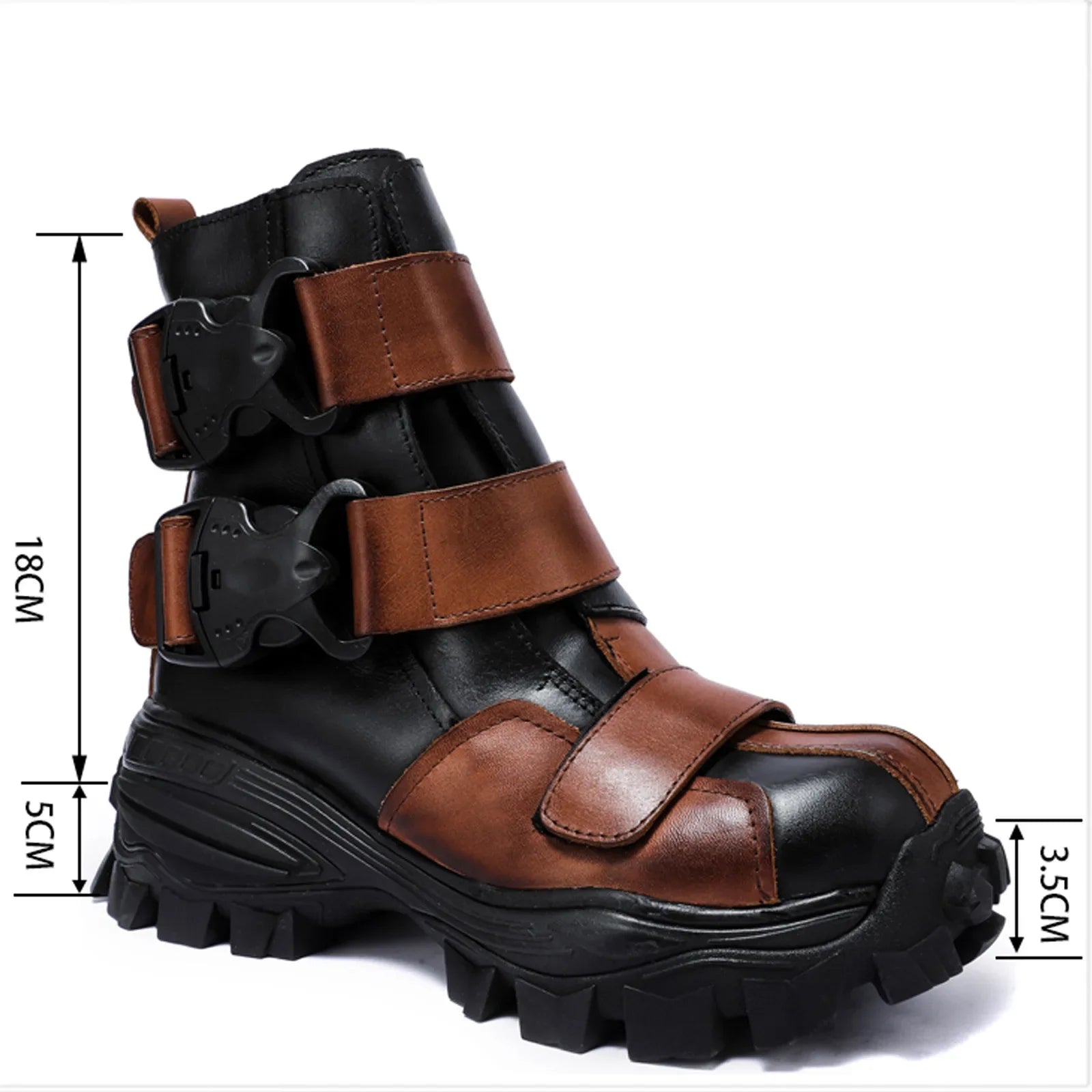 TEEK - Italian Leather Tri-Strap Buckle Motorcycle Boots SHOES theteekdotcom