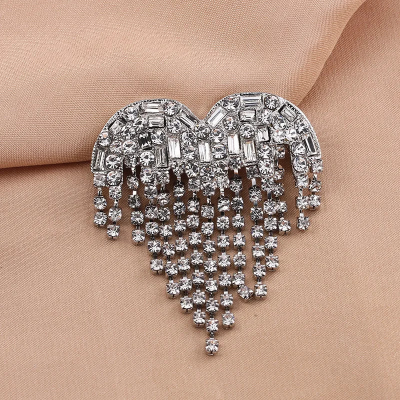 TEEK - Bleed Black Rhinestone Heart Shape Lapel Pins JEWELRY theteekdotcom RD3391WT  