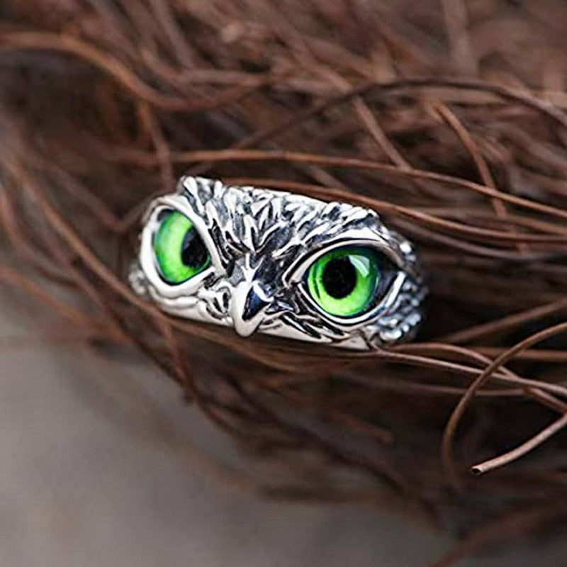TEEK - Owl Eyed Rings JEWELRY theteekdotcom Silvery-Green Adjustable 