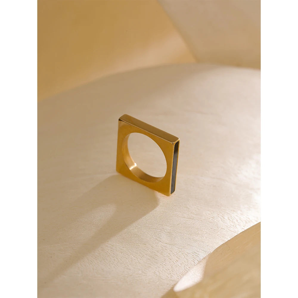 TEEK - Minimalist Geometric Square Stainless Steel Ring JEWELRY theteekdotcom   