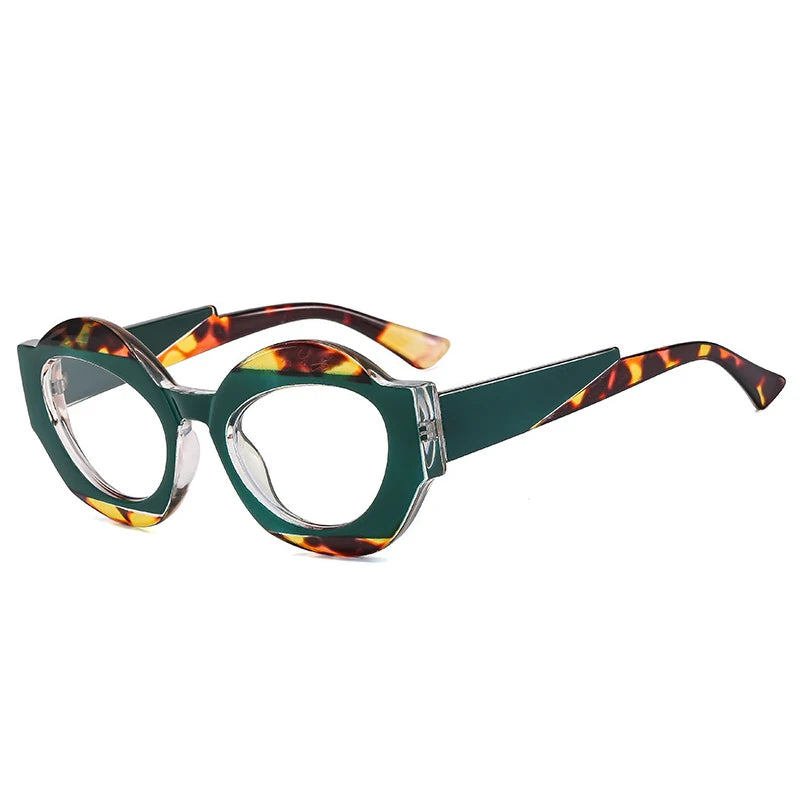 TEEK - Double Color Oval Sunglasses EYEGLASSES theteekdotcom Leopard green clear