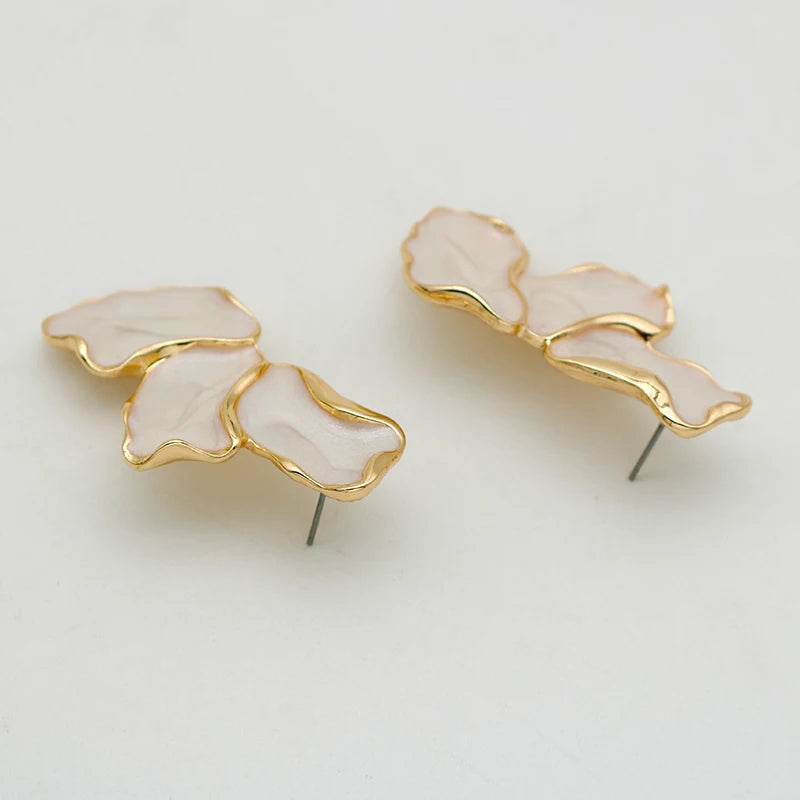 TEEK - Irregular Metal Cream Petal Earrings JEWELRY theteekdotcom   
