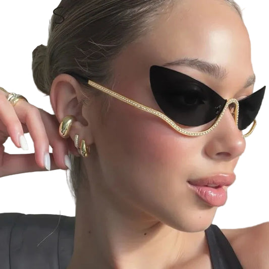 TEEK - Cat Eye Rimless Rhinestone Sunglasses EYEGLASSES theteekdotcom