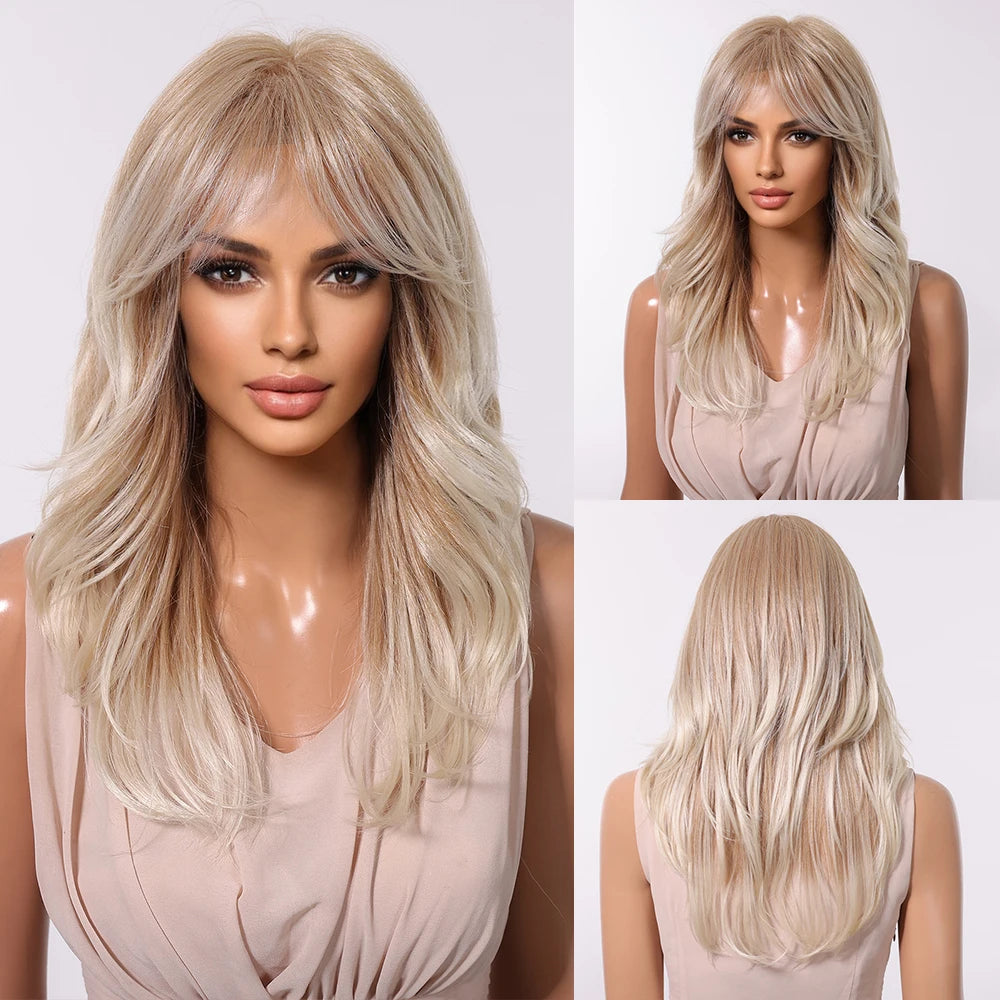 TEEK - Medium Length Wavy Bang Synthetic Wig HAIR theteekdotcom SWLC1244-1BL22  