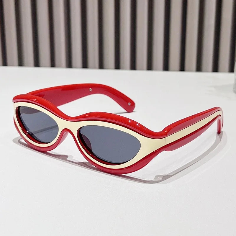 TEEK - Oval Cat Eye Dual Border Sunglasses EYEGLASSES theteekdotcom C4  
