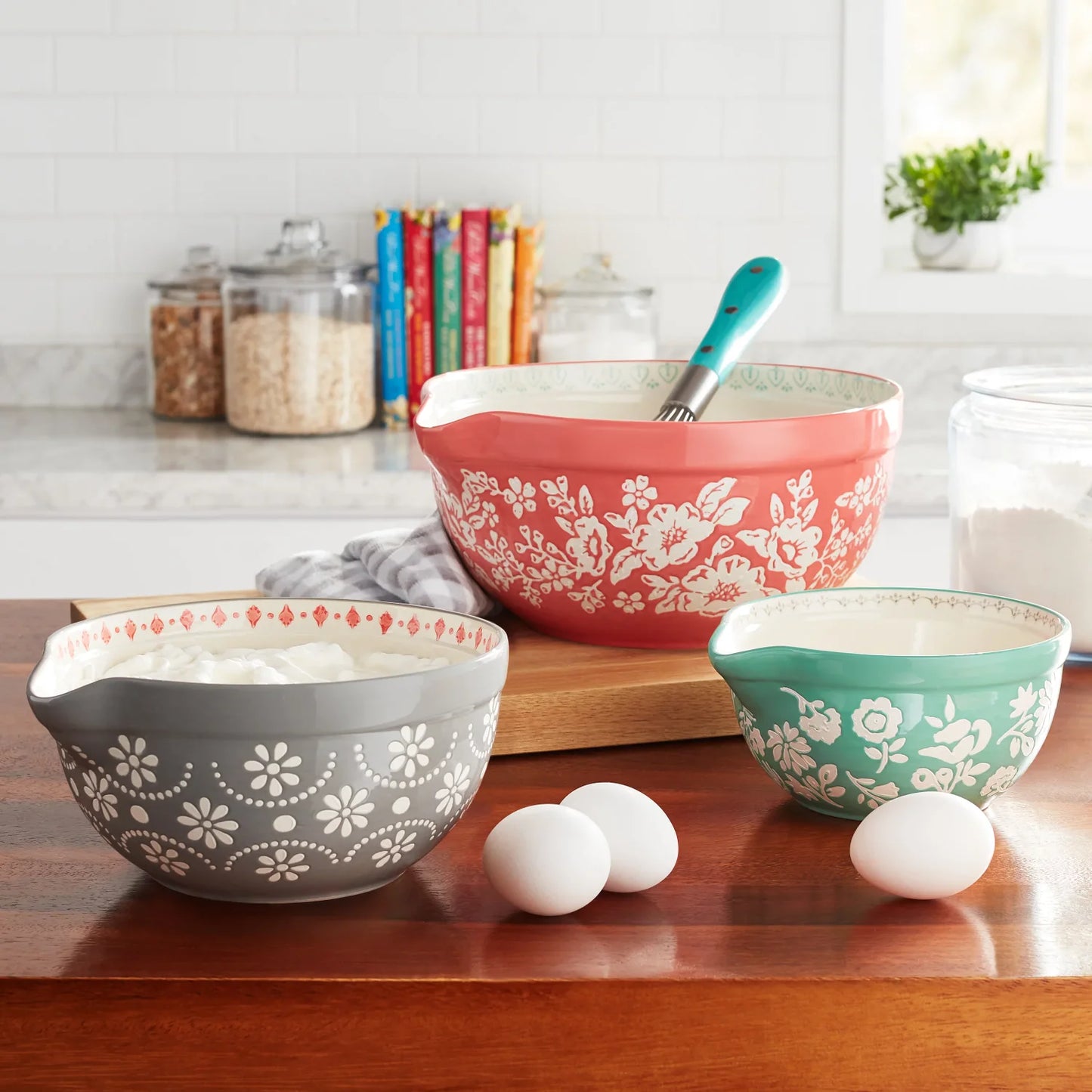 TEEK - Flourish 3-Piece Ceramic Mixing Bowl Set HOME DECOR theteekdotcom   