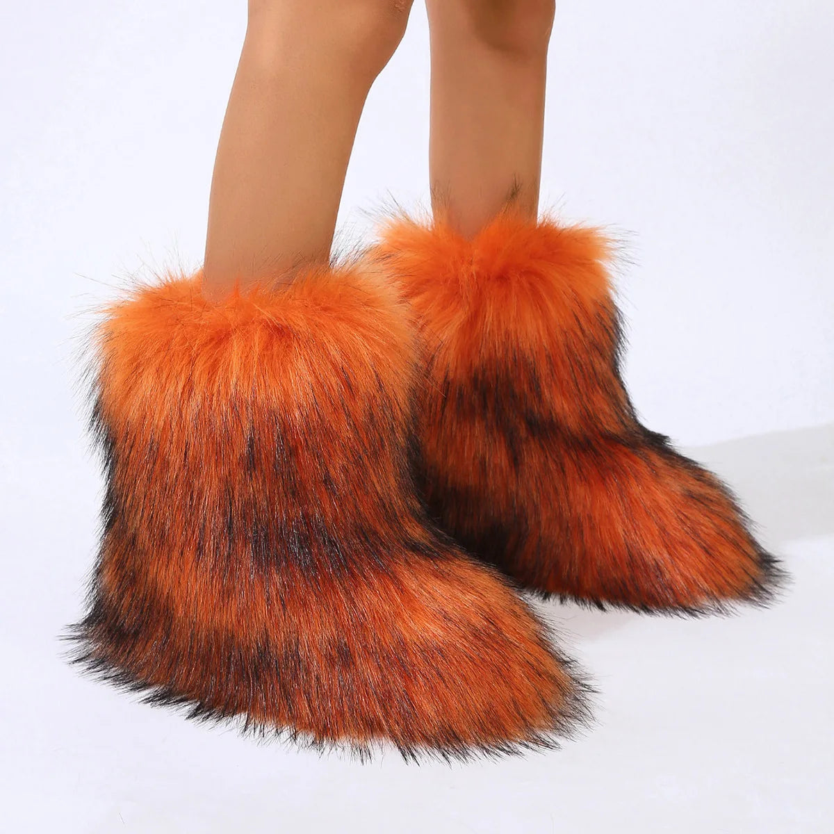 TEEK - Fluffy Faux Fox Fur Boots SHOES theteekdotcom