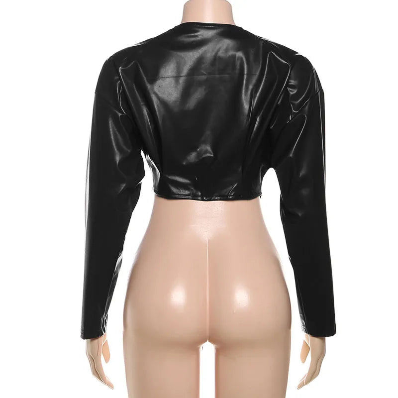 TEEK - Solid Lapel Full Sleeve Crop Jacket
