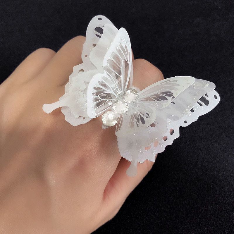 TEEK - Flutter Butterfly Ring JEWELRY theteekdotcom rhinestone white  