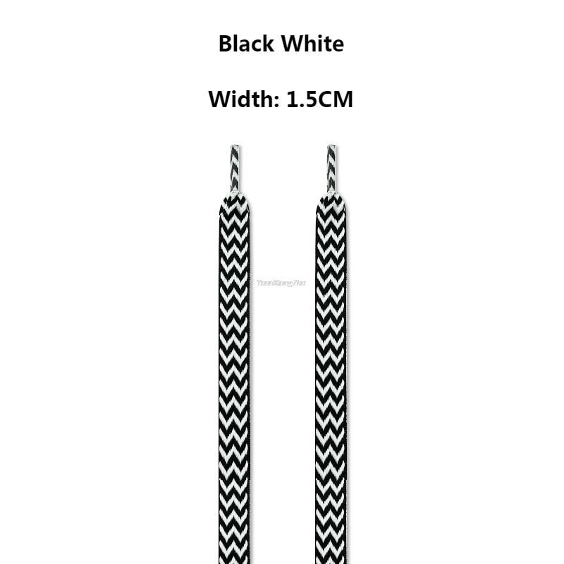 TEEK - Pair of Wide to Extra Wide Flat Shoelaces SHOELACES theteekdotcom 1.5 Black White 120cm 