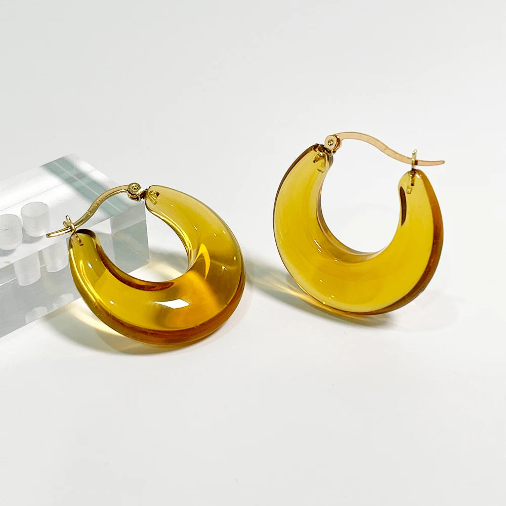 TEEK - Hard Gel Hoop Resin Earrings JEWELRY theteekdotcom Yellow  