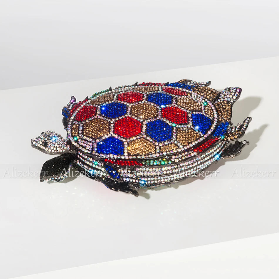 TEEK - Turtle Shaped Handmade Metallic Crystal Clutch BAG theteekdotcom Multicolor  