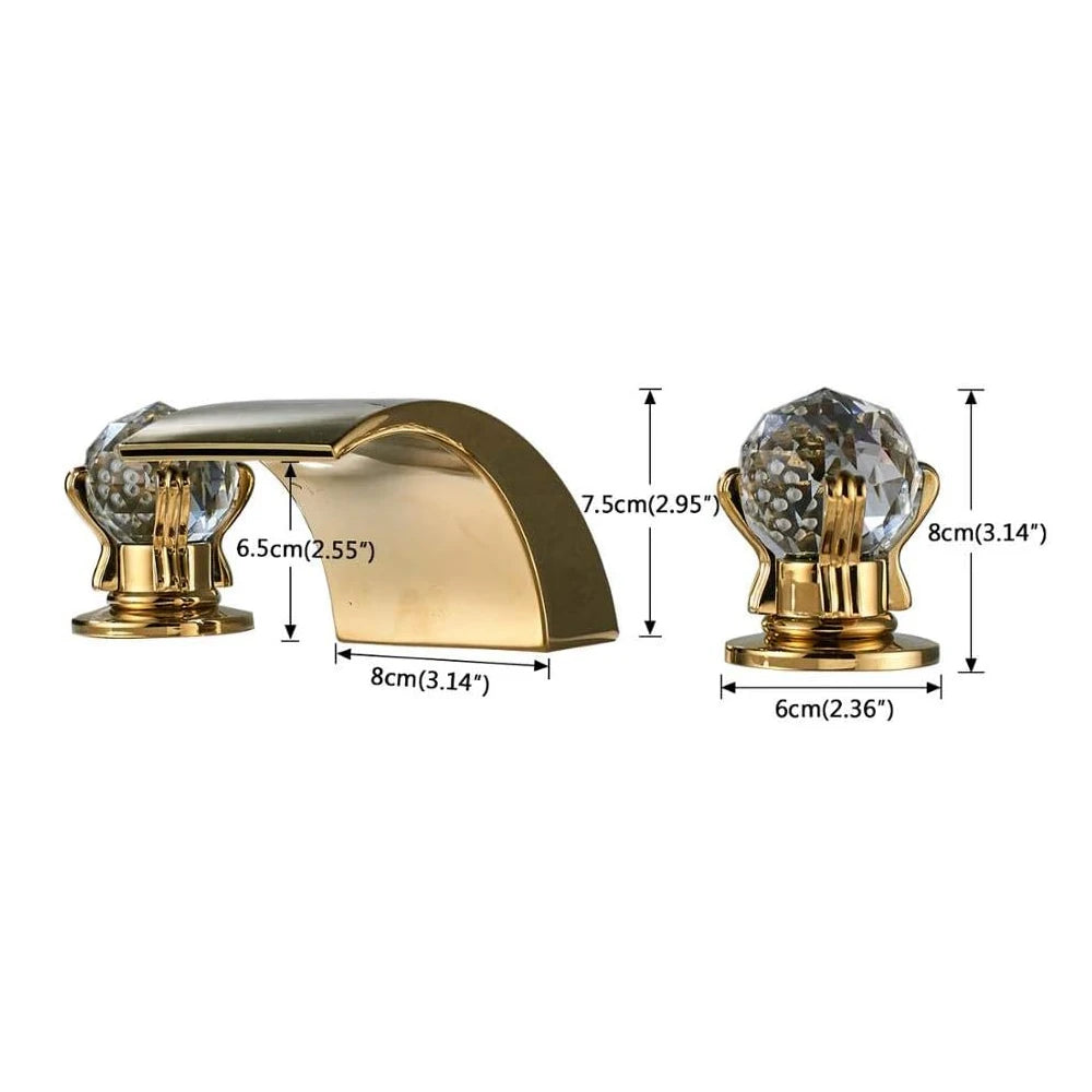 TEEK - LED Widespread Waterfall Gold Polished Lavatory Faucet HOME DECOR theteekdotcom   