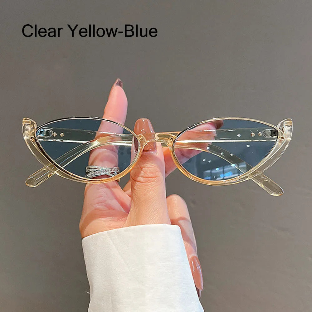 TEEK - Impressed Cat Eye Sunglasses  theteekdotcom Clear Yellow-Blue  