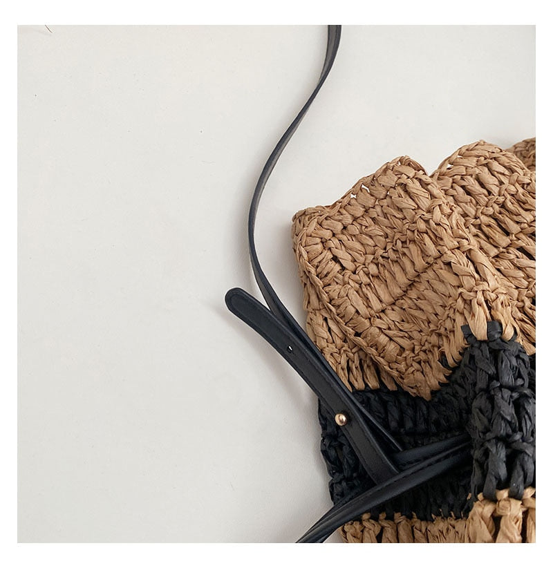 TEEK - Striped Straw Woven Handbag BAG theteekdotcom   