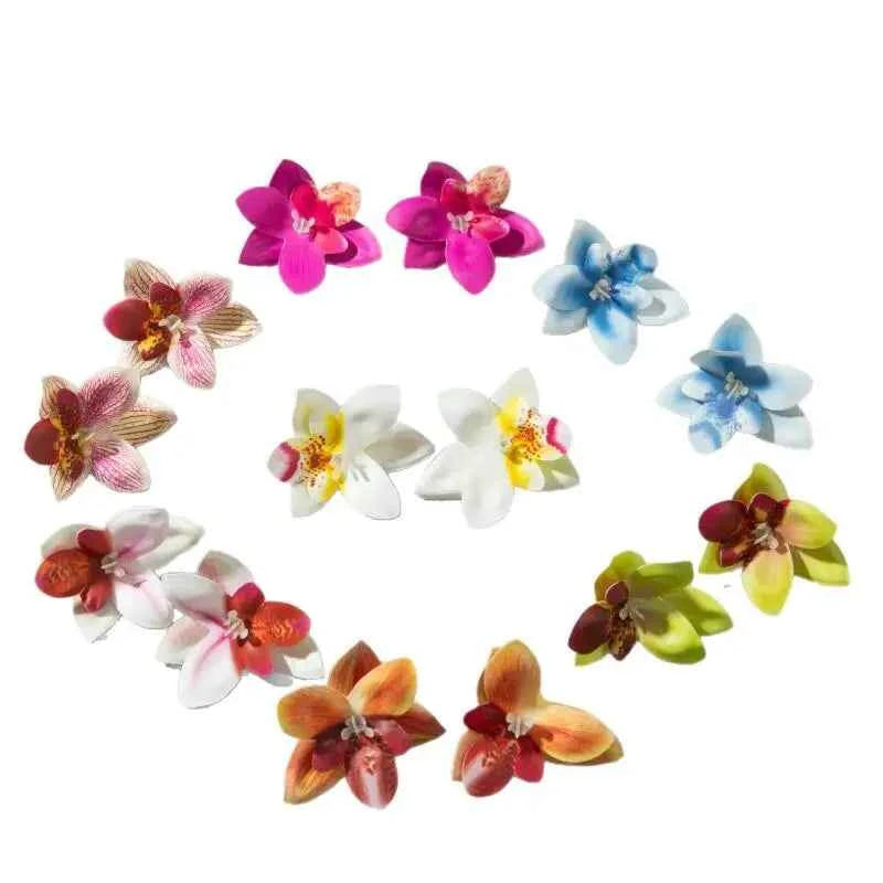 Bohemian Colorful Polyester Large Flowers Earrings for Women Girls New Trendy Vintage Vacation Stud Earrings Jewelry Accessories TEEK