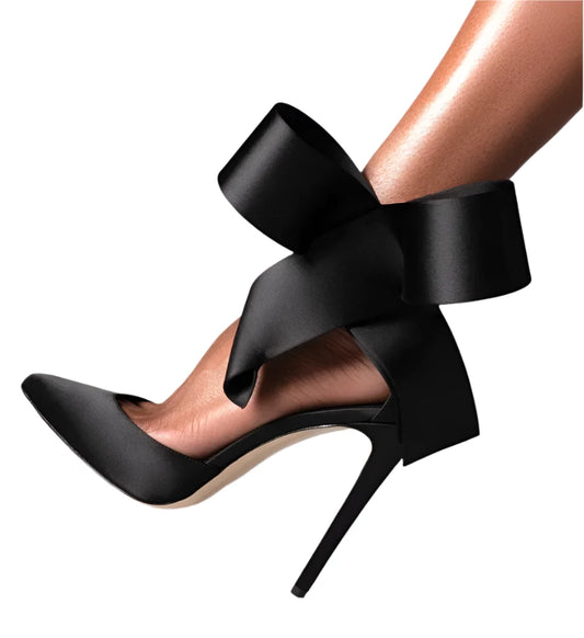 TEEK - Big Bow Your Pardon Solid Pumps SHOES theteekdotcom Black 6