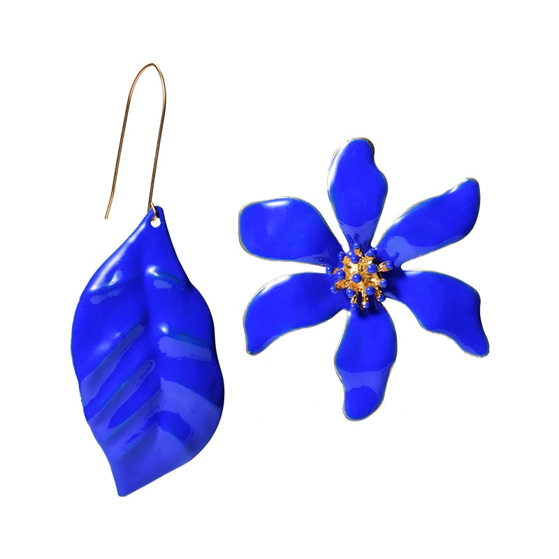 TEEK - Mix Leaf Flower Dangle Drop Earrings JEWELRY theteekdotcom Blue  