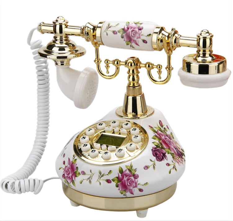 TEEK - Corded China Ceramic Antique Telephone HOME DECOR theteekdotcom White